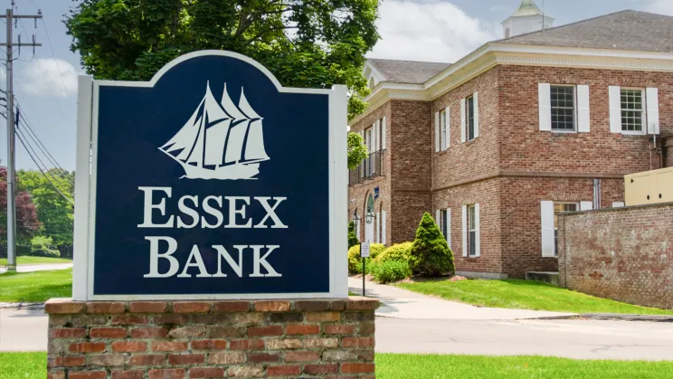 Essex Bank sign at Chester branch location