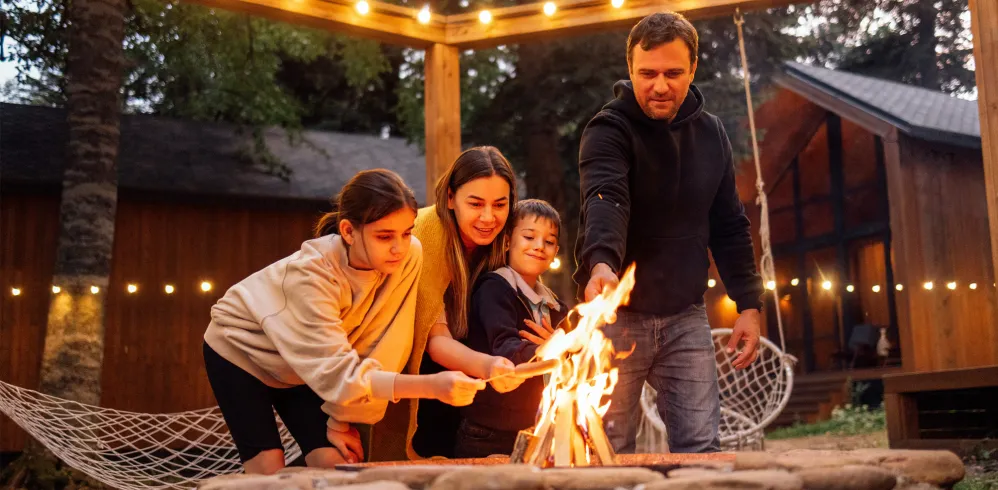 Family roasting marshmallows
